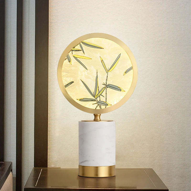 

Декоративная настольная лампа GY из меди, новая прикроватная лампа в китайском стиле для спальни, Круглый минималистичный креативный светил...