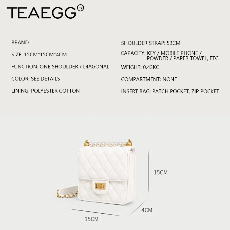 TEAEGG 2019 женская дизайнерская сумка на плечо с цепочками и ромбовидной решеткой