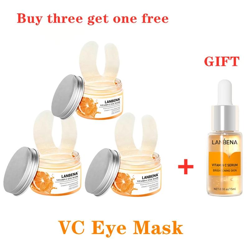 

LANBENA VC Eye Mask Moisturizing Reduce Wrinkles Remove Dark Circles Fine Lines Tighten Skin Essence Collagen Gel Eye Mask 3pcs