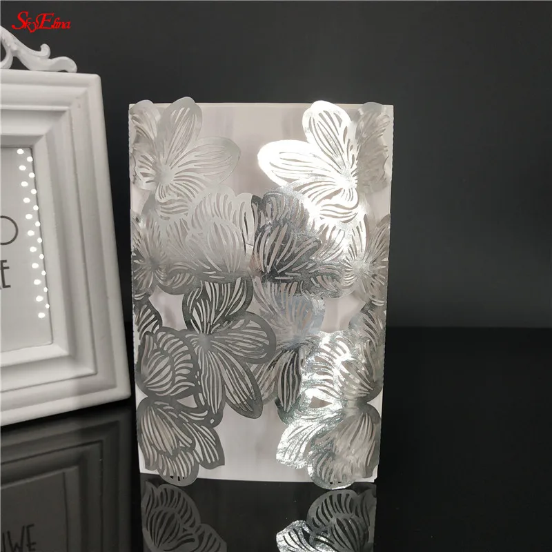 Bright Silver Лазерная резка, для свадьбы Приглашения карты элегантный изготовленный на заказ с лентой событие День рождения Свадебные украшения 1/10/30 шт. 5Z - Цвет: Bright Silver