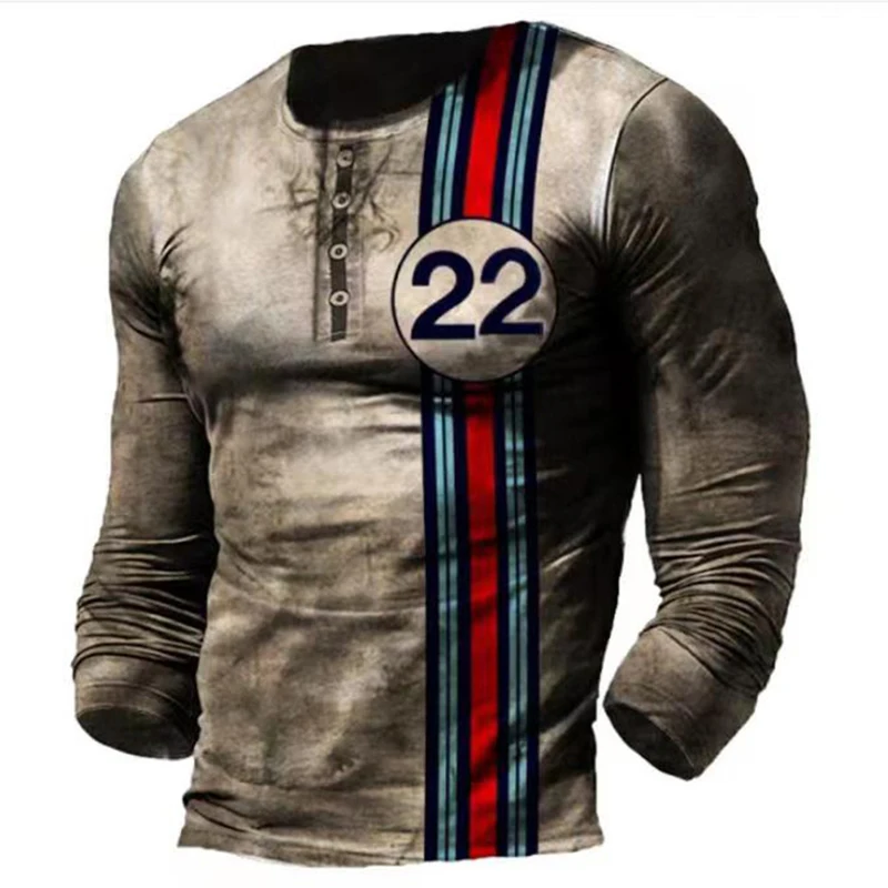 

Autumn Casual Loose Long Sleeve O-Neck Pullover Top Men Fashion Pattern Printed T-shirts Mens Vintage Tee Shirt Streetwear Blusa