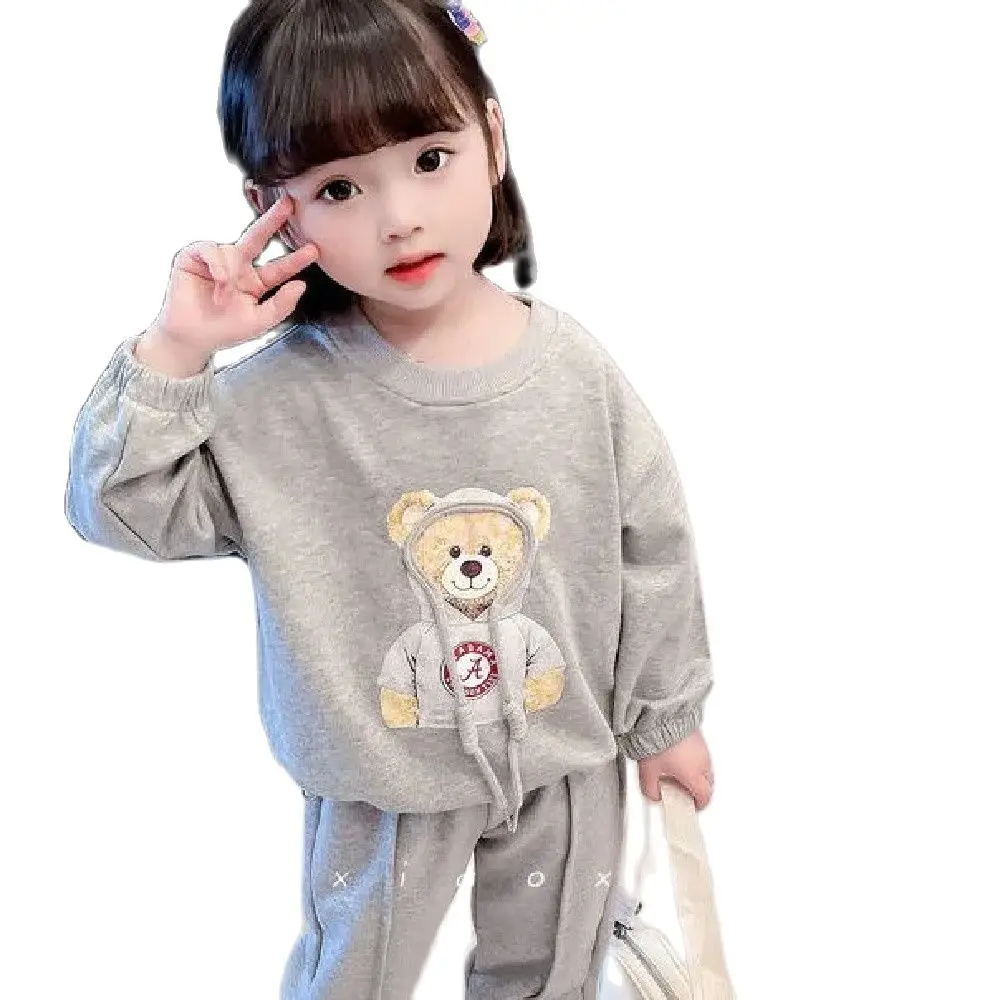 

Spring & Autumn Cotton Blended Girls Set Korean Version Fashion Cartoon Animation Sports 2-Piece Suit Casual Children's Clothing