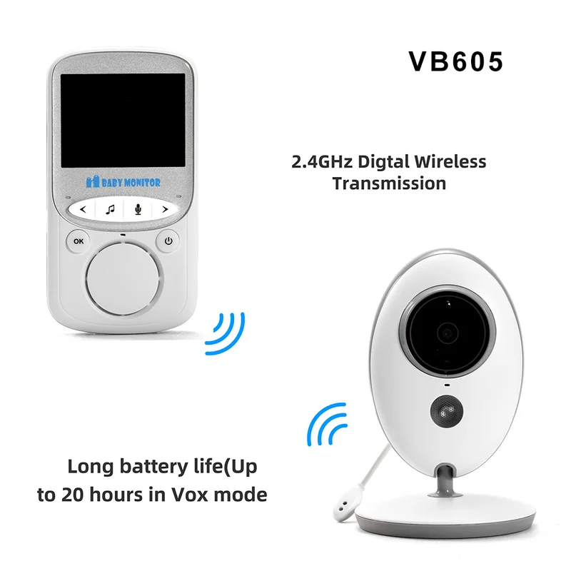 VB605 Wireless Video Color Baby Monitor 2-Way Audio Talk Night Vision Surveillance 2.4 Inch Security Camera Babysitter | Безопасность и
