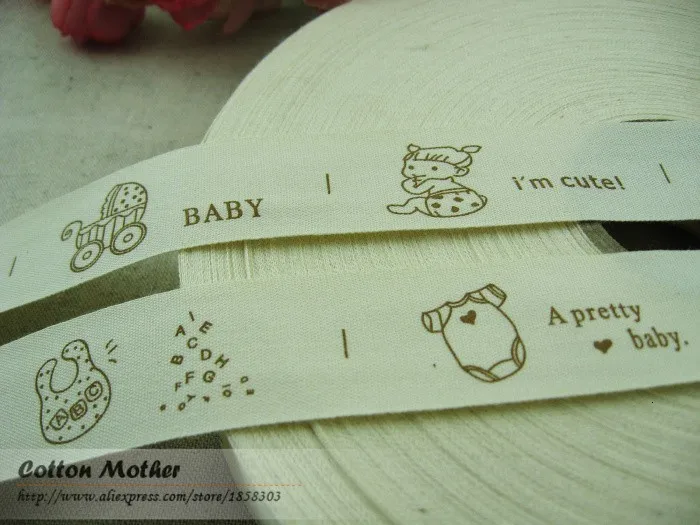 Booksew этикеты para ropa Детские фотографии дизайн на заказ одежда этикетки DIY одежды ярлыки на сумки 2,5 см ширина хлопковые ленты