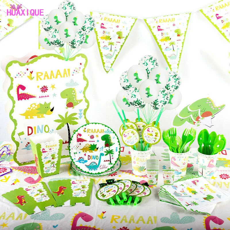 

Dinosaur Party Tableware Set Dinosaur Hat Paper Plate Popcorn Box Snack Box For Kids Birthday Baby Shower Party Supplies Decor