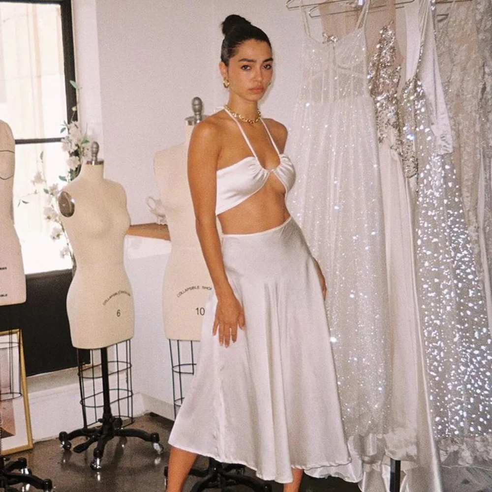 Karlofea простой Сексуальный Атласный Женский подходящий костюм майка с лямкой на