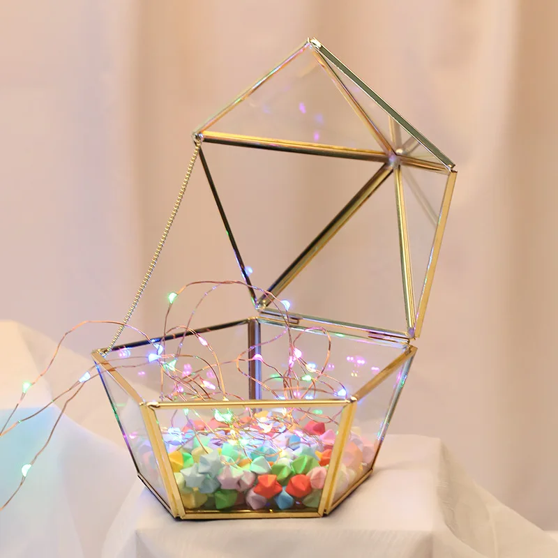 Прозрачная стеклянная коробка геометрической формы контейнер для хранения