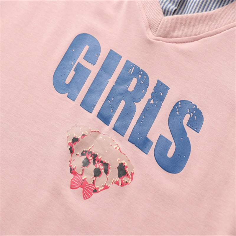 

Merry Pretty Cotton Women's Cartoon Bear Hoodies Sweatshirts 2020 Winter Long Sleeve Striped Patchwork Fake Two Pieces Pullovers