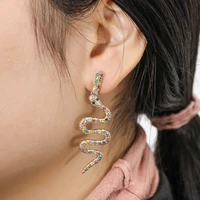 jl colorful diamond snake earrings personality punk gold plated zodiac earrings women