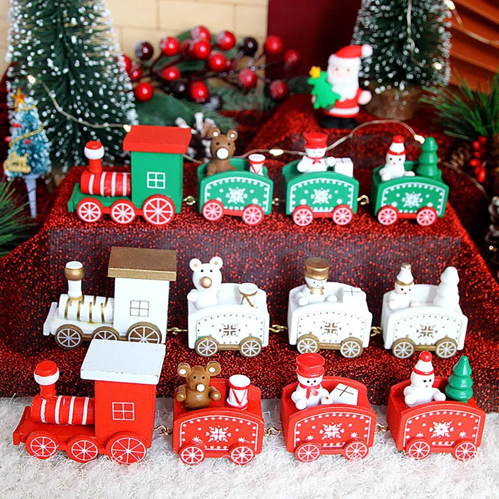 

1 *Small Wooden Train 22*5*3cm Ornament Xmas Decoration For Home Santa Claus Gift 2022 Xmas Decor 2021 New