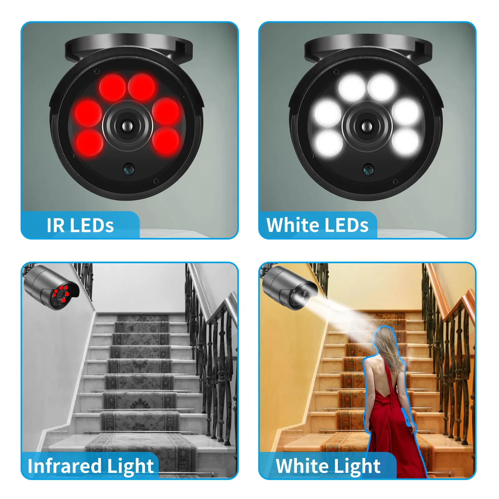 Gadinan UltraHD 4K 8MP Outdoor Security Face Detect IP PoE Camera 3840x2160 Double light Human Detection Colorful Night Vision |