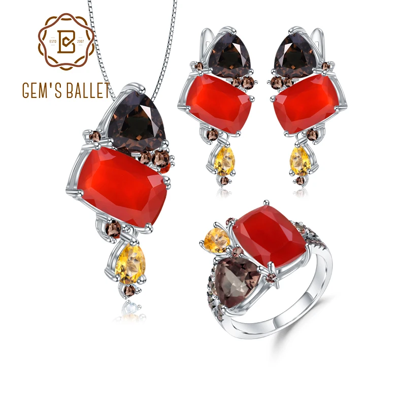 Набор украшений для женщин GEM'S BALLET кольцо и сережки из серебра 925 пробы с