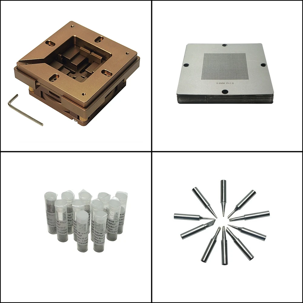 

80MM 90MM BGA fixtures Reballing Station 341pcs template soldering kit 25K Lead-Solder Silver Solder Iron Tip-900M