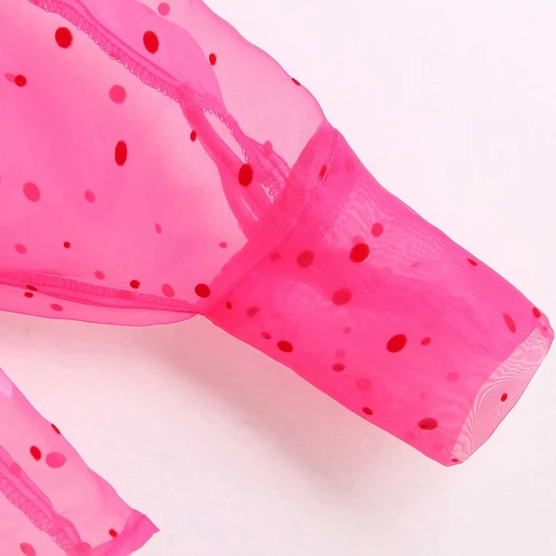 2019 женские сексуальные прозрачные горошек узор Повседневная органза Женская