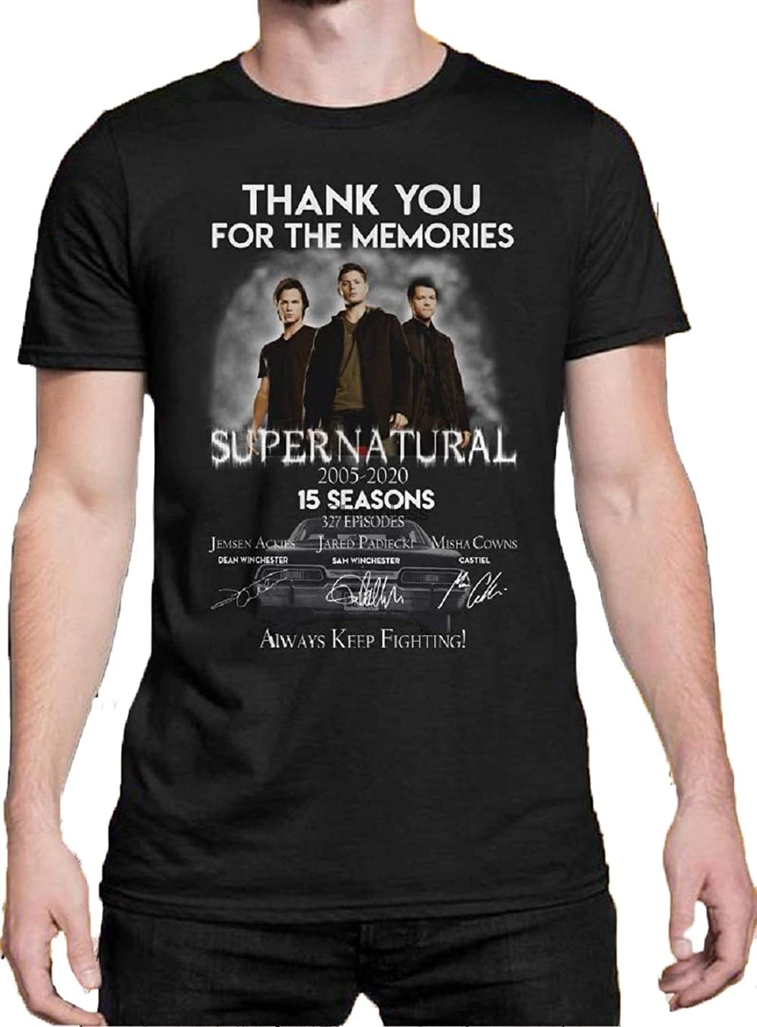 

Thank You for The Memories SuperNatural 15 Seasons All Signature Shirt Black