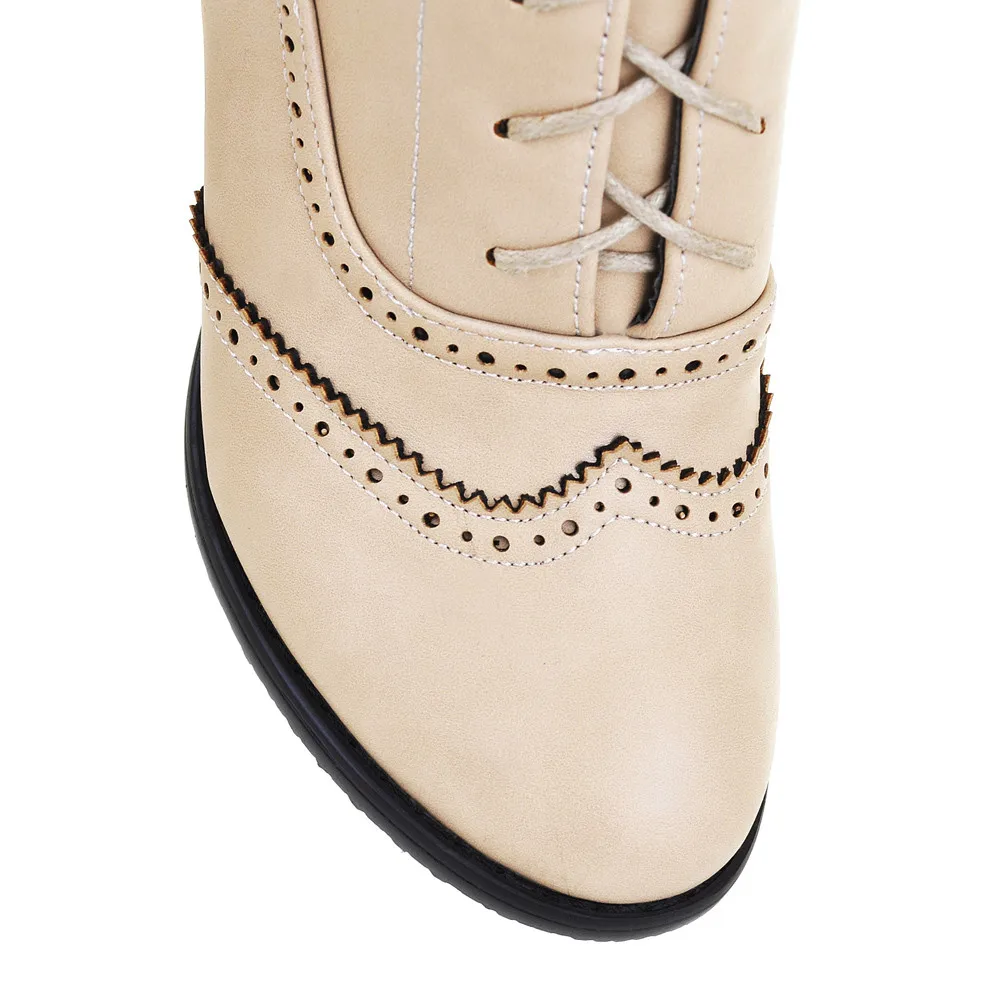 

Ladies Winter Hight Heel Boot Women PU Leather Lace-Up High-Heeled Boots Middle Tube Martin Boots botines mujer 2018