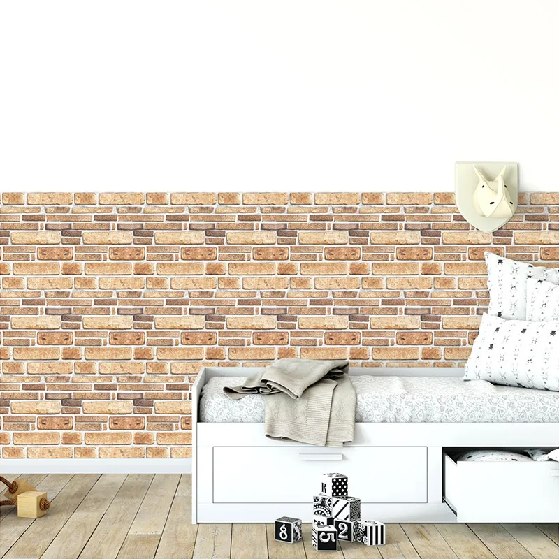 Деревенская винтажная кирпичная кожура и клейкая настенная бумага 3D