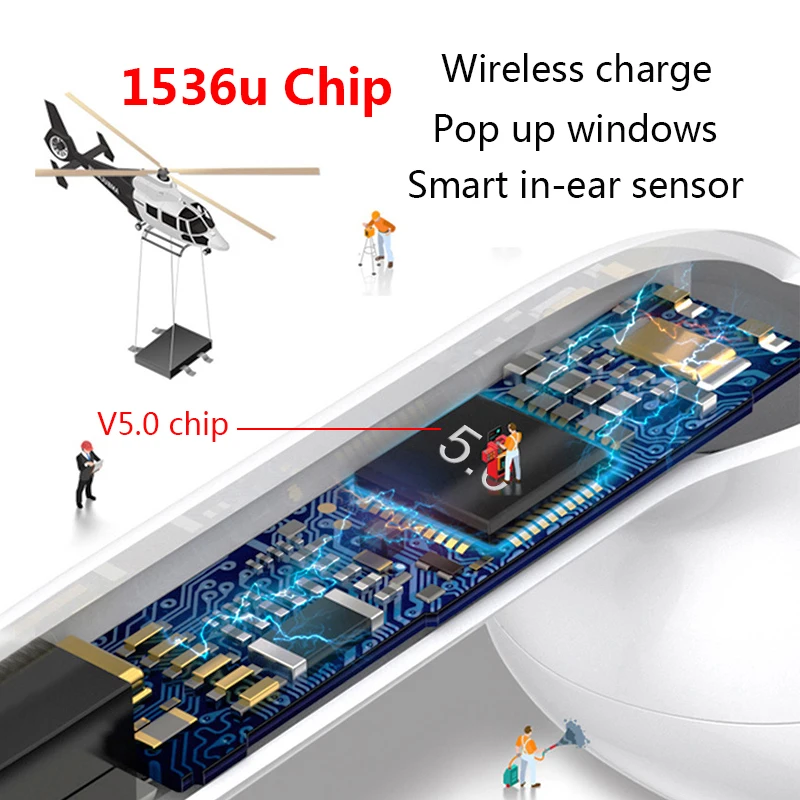 I9000 tws оригинальные bluetooth наушники Air 2 1:1, беспроводные наушники с супер басами i9000tws в уши, умные сенсорные наушники с микрофоном