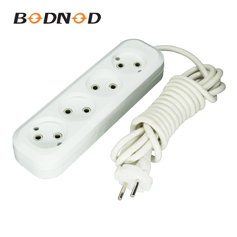 ЕС розетка 4 слота удлинитель питания с проводным гнездом белый без земли 3 м
