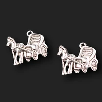 10pcs silver plated royal carriage pendants retro earrings bracelet accessories diy charms for jewelry crafts making 2221mm