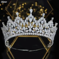 white cz princess pageant crowns full cubic zirconia tiaras for bride birthday quinceanera headpiece wedding hair accessories