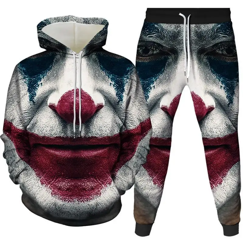 SHIYIKU Movie Chucky 3D Hoodies Brand Mens Fashion Joker Zipper Clown Jacket Hoody Hooded Sweatshirts Outerwear Plus Size Suit