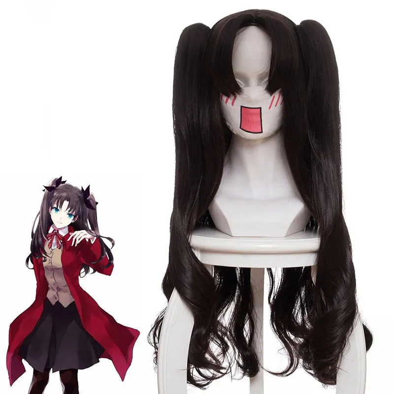 

Fate Stay Night FGO Rin Tosaka Long Curly Hair Double Ponytail Cosplay Wig Anime Game Perform Female Kawaii Molding Hair Wig