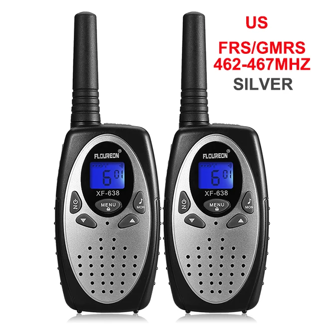 US Silver FLOUREON 8 каналов Детские рации UHF400-470MHz 2-Way Радио 3 км переговорные PMR портативные детские игры рация Intercom - Цвет: US Silver