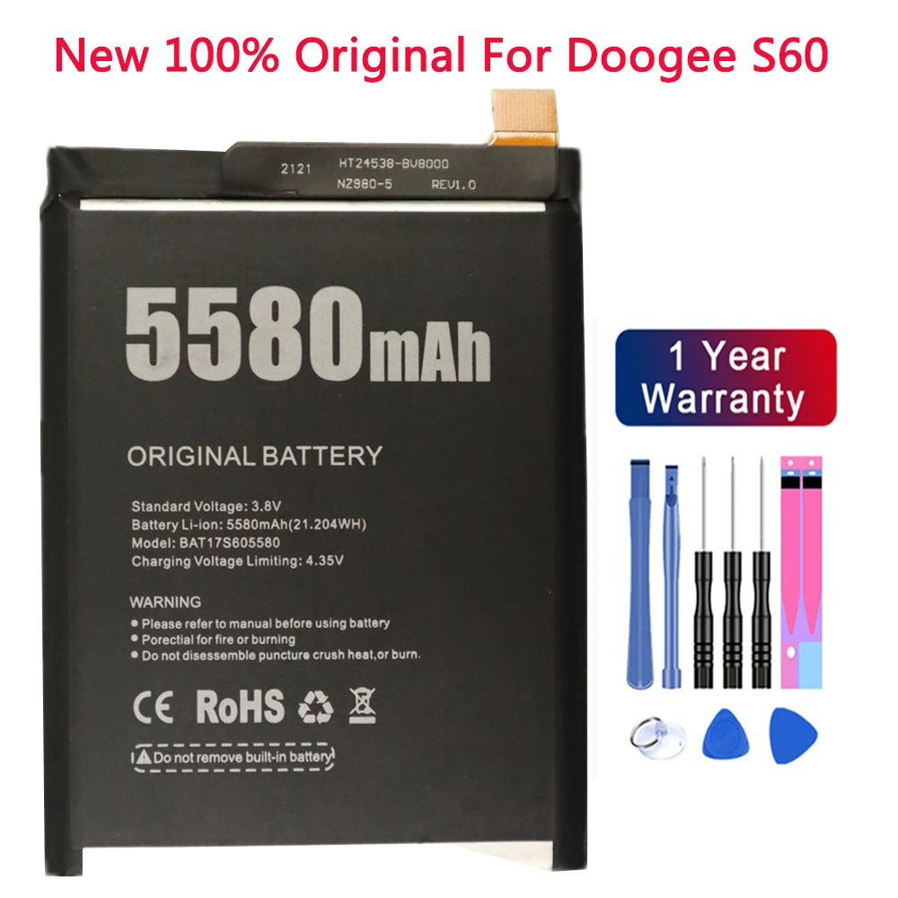 

100% Original New For DOOGEE S60 Replacement 5580mAh backup battery for DOOGEE S60 Smart Phone batteries Bateria+Gift Tools