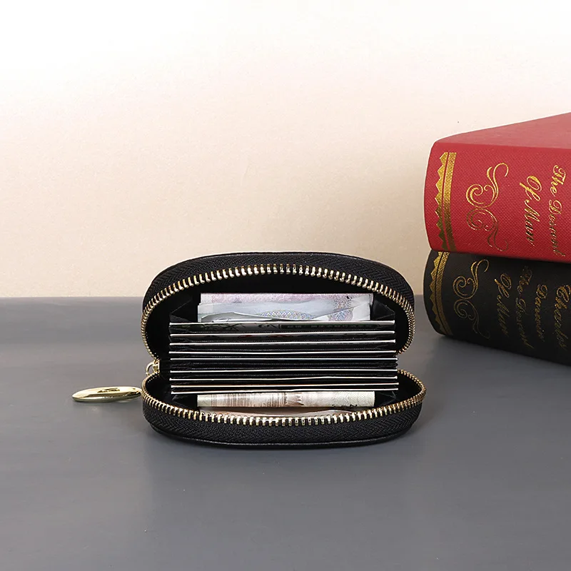 

Johnature Leisure Genuine Leather Card Package 2021 New Retro Handmade First Layer Cowhide Card Holder Female Mini Wallets