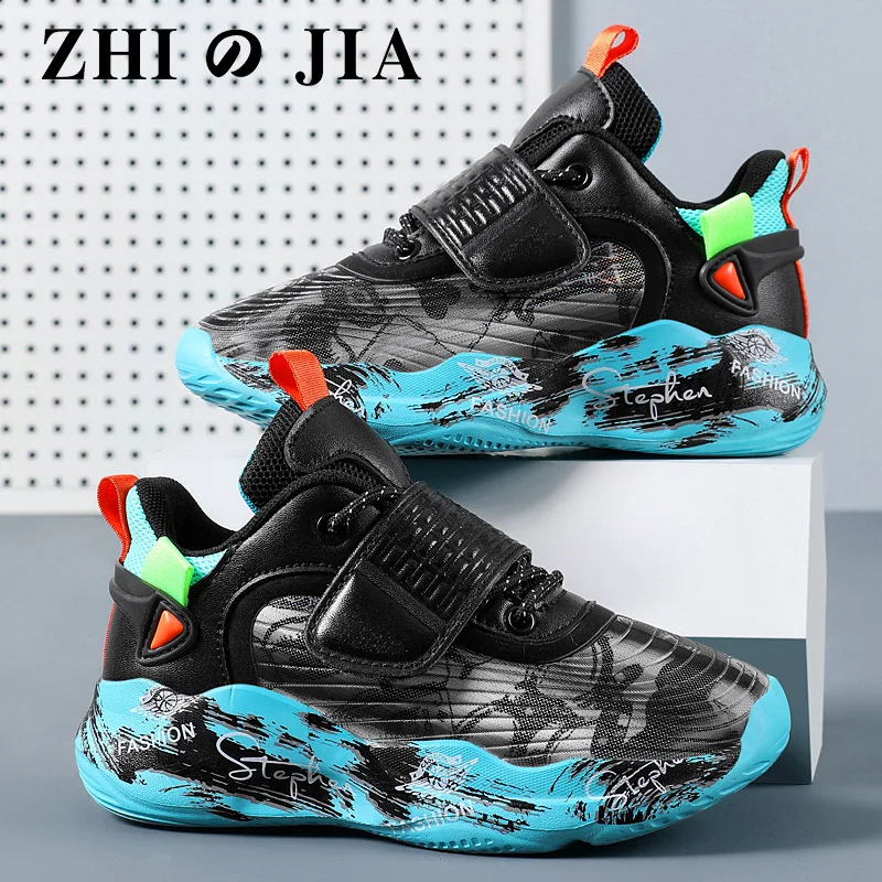 Autumn Children's Casual Shoes, Boys' Comfortable Non-slip Sneakers, Children's Outdoor Training Leather Basketball Shoes 29-39