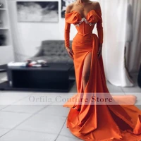 robe de soir%c3%a9e femme 2022 off shoulder satin sexy split celebrity prom dress formal reception second party gowns