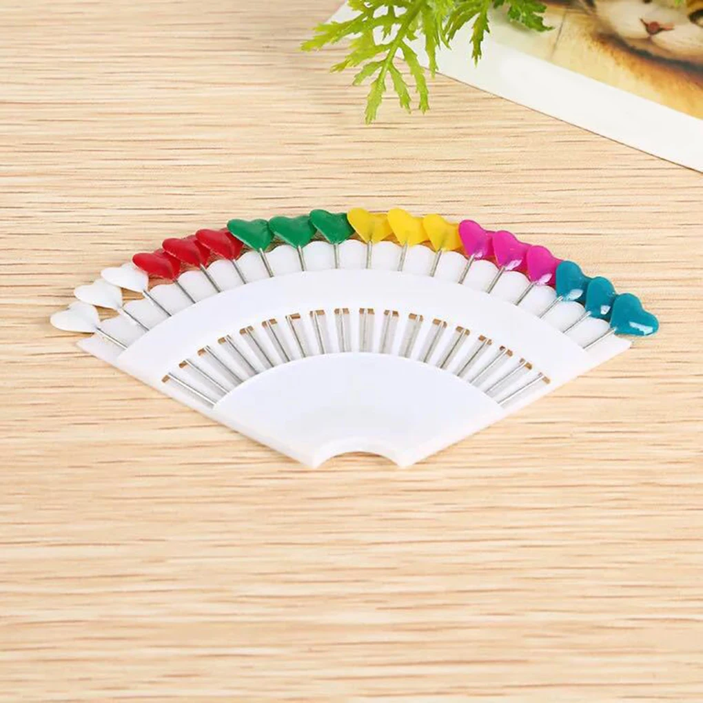 

Multicolor Love Heart Bead Head Location Pins Wedding Clothes Sewing Push-Pin DIY Handmade Crafts Accessory Decorative Pins