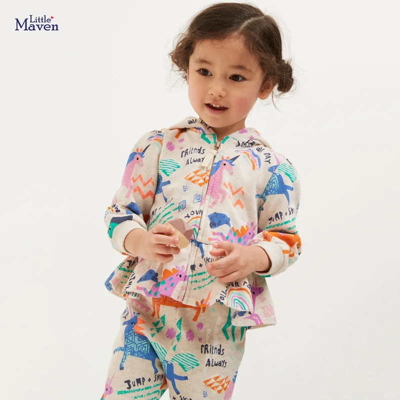 Little maven-Conjunto de ropa de lana para niños y niñas, conjunto de unicornio encantador, ropa informal fresca de otoño para niños de 2 a 7 años, invierno, 2022