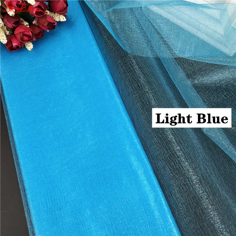 light blue 48 см* 10 м тюль рулон Тюль занавески домашний декор тюль пачка свадебное украшение платье шелковая органза DIY вечерние принадлежности 5Z - Цвет: light blue