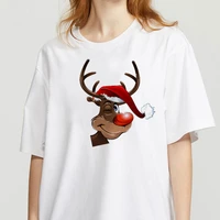 merry christmas lovely deer women t shirt funny santa claus summer short sleeve white tshirt aestheti top tees ullzang tshirts