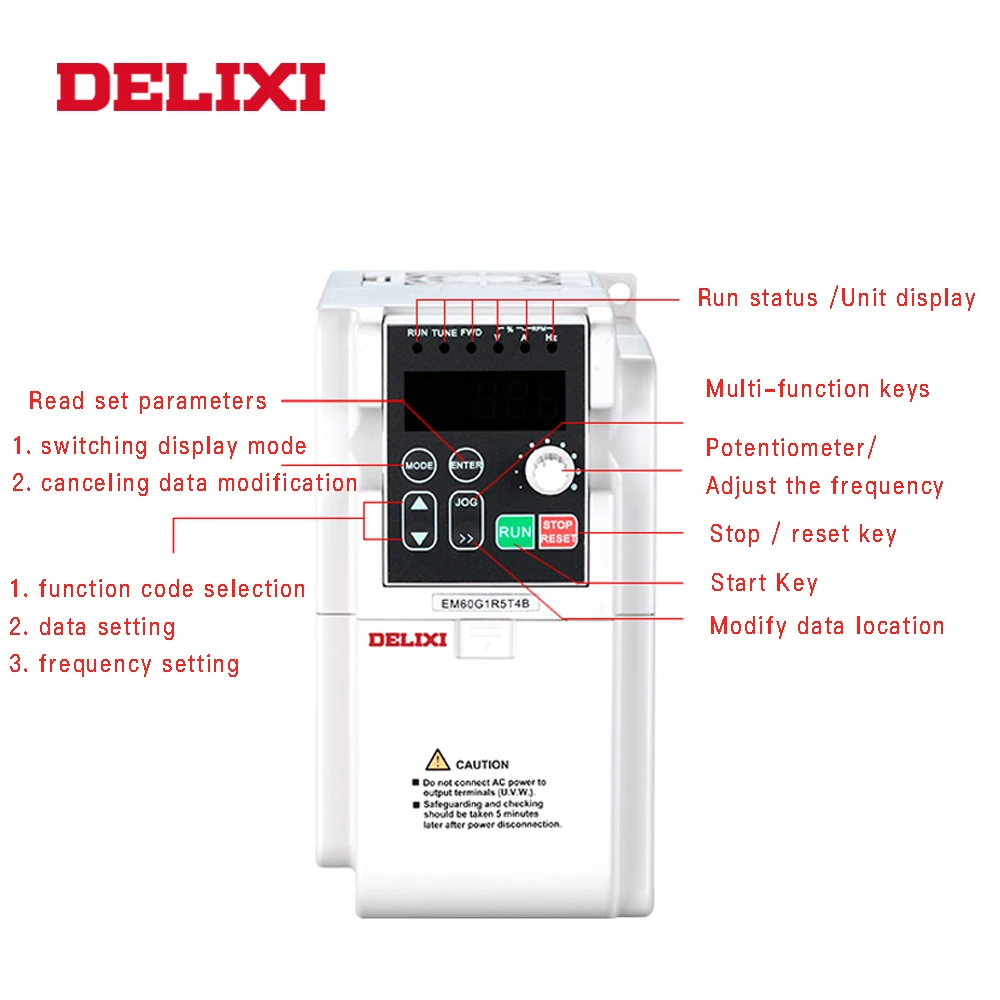 DELIXI 380V 0.75KW/1.5KW/2.2KW/3.7KW 3 фазы входной инвертор диски для контроля скорости