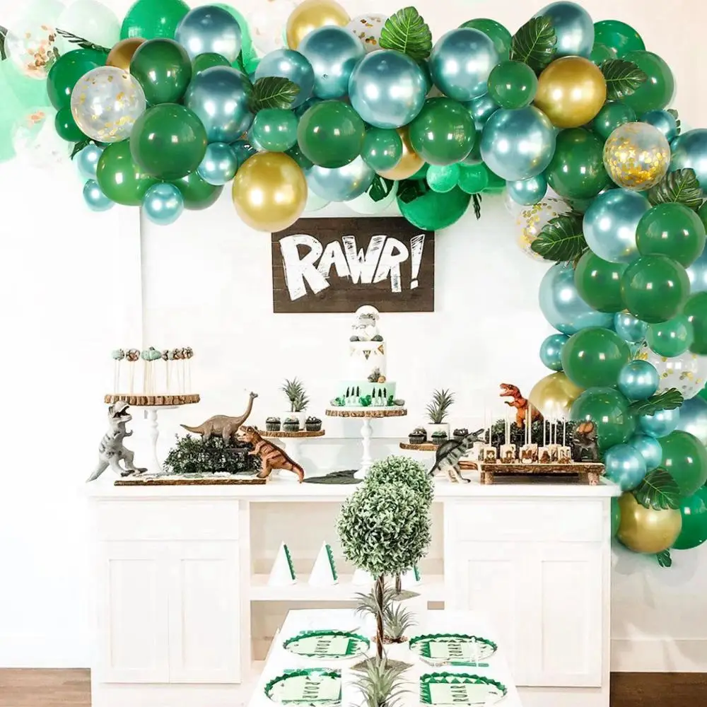

167pcs Green Balloon Garland Latex Balloon Arch Safari Jungle Party Wild One Birthday Party Decoration Kids Baby Shower