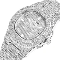 pintime shinning diamond watch stainless steel iced out quartz wristwatch fashion couple gift sport clock montre