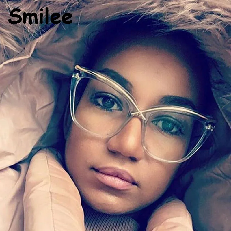 Большие прозрачные очки кошачий глаз винтажные Ретро стиль оптические оправа