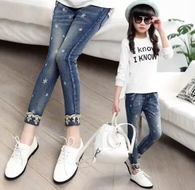 627 jeans Коллекция года, Весенняя детская одежда джинсы для девочек повседневные тонкие джинсы для маленьких девочек, джинсы для крупных девочек, длинные штаны - Цвет: 627 jeans