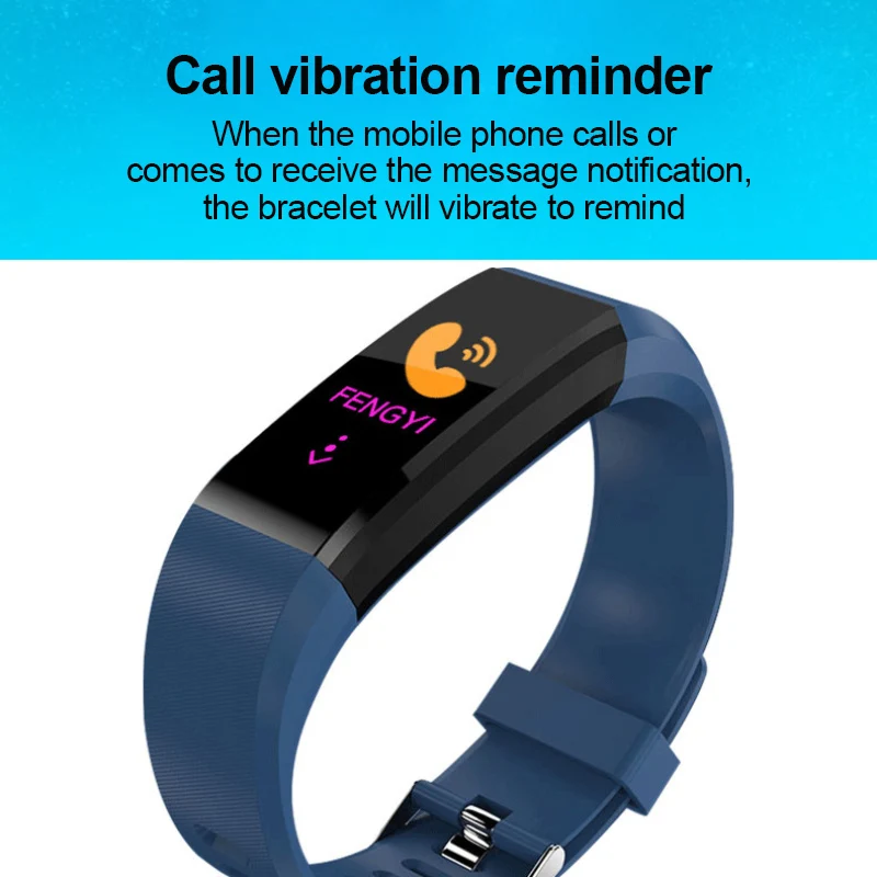 

Hot 115plus Smart Bracelet watch Body Temperature Measurement Heart Rate Blood Pressure Bluetooth Sports Bracelet