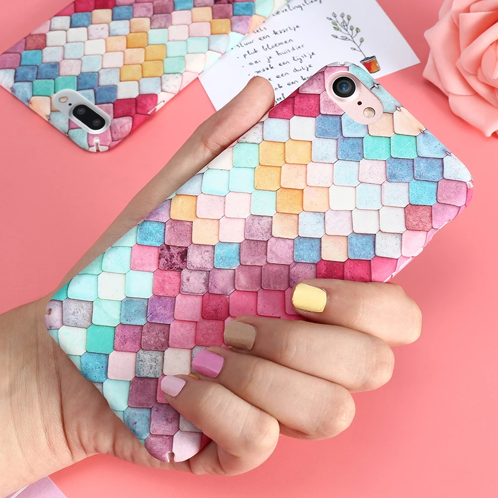 KISSCASE 3D Mermaid Case For iPhone 7 8 6 Plus Coque Scales Phone Cases X XS Max XR Good Luck for iphone plus | Мобильные телефоны