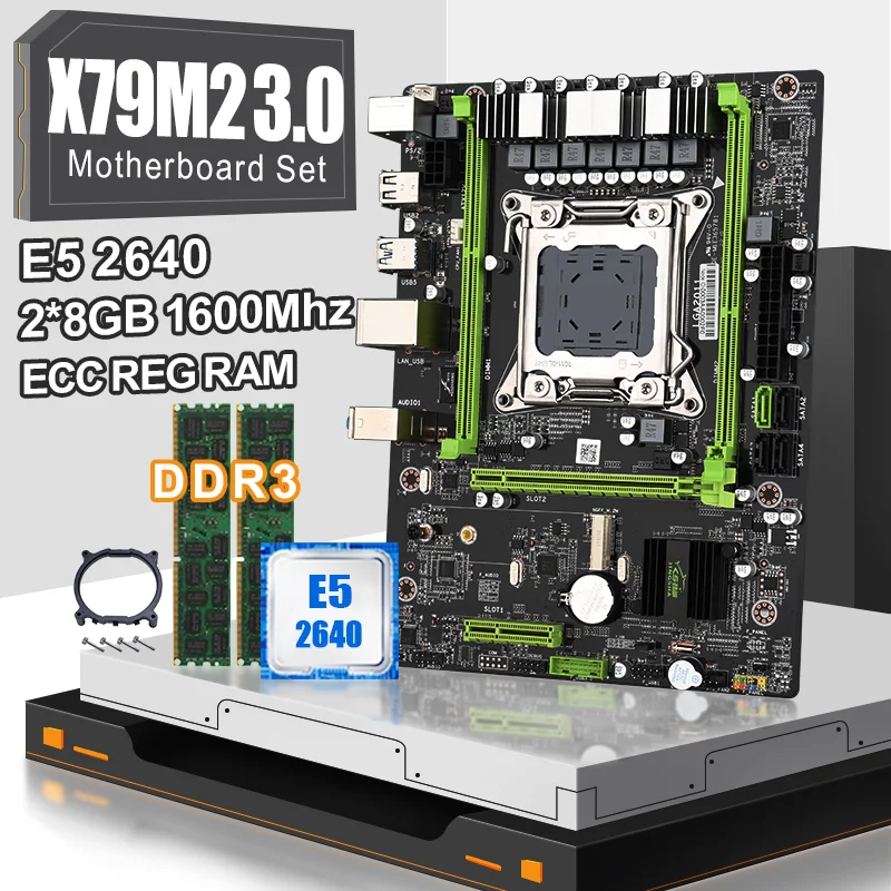 JINGSHA X79M2. 3 0 lga 2011 набор материнских плат с Ксеон E5 2640 15 м Кэш 2 50 ГГц 7 20 GT/s и 2*8 = 16 ГБ ddr3