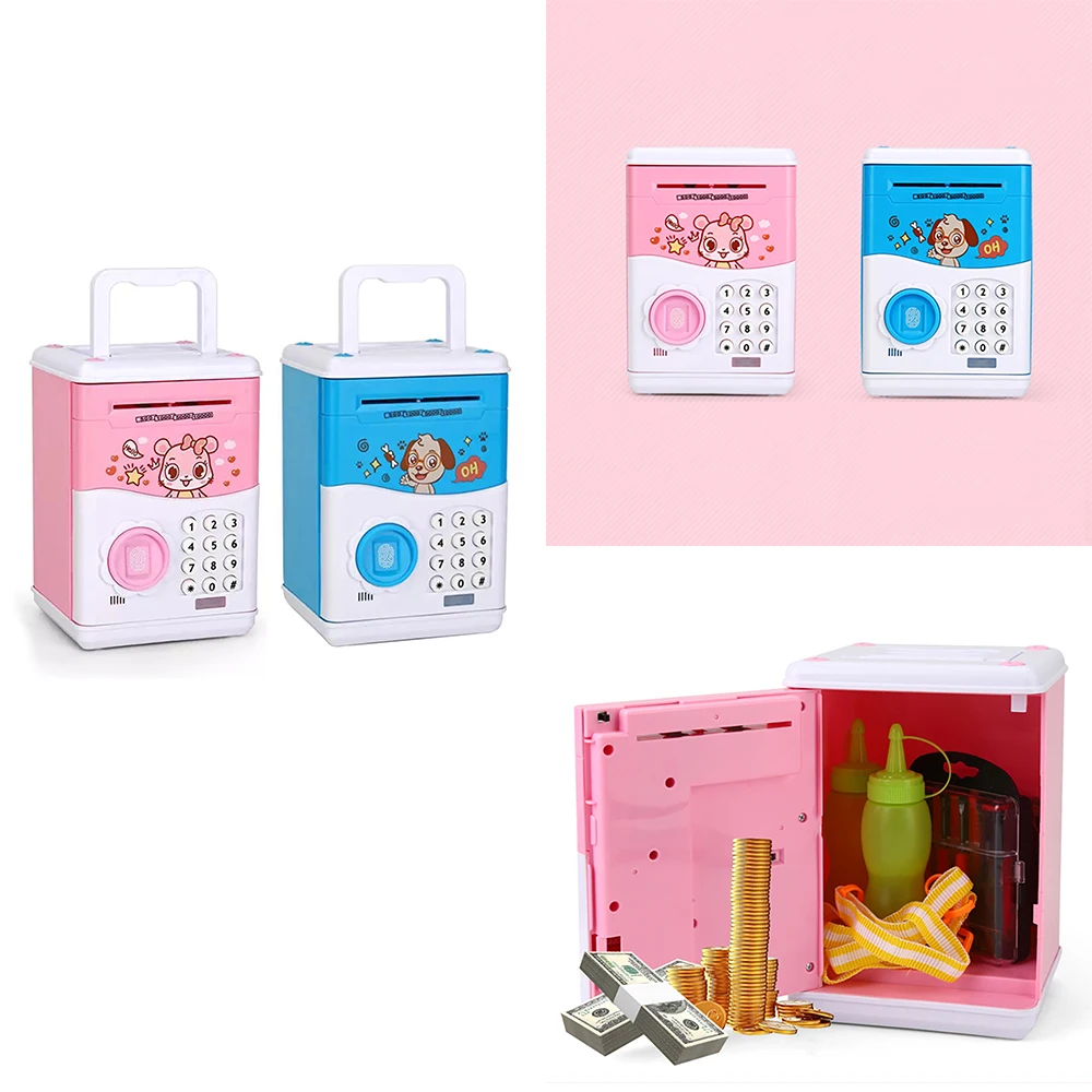

Piggy Bank Portable Money Box Electronic Piggy Bank Fingerprint ATM Password Coin Money Saving Box Safe Box For Kids Children