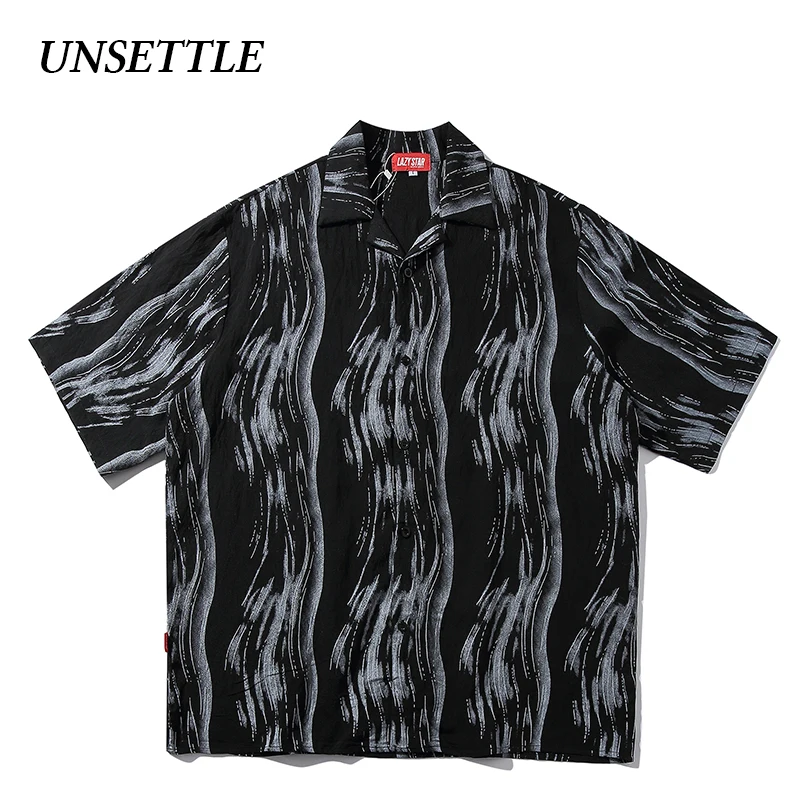 UNSETTLE 2020SS Harajuku Hip Hop Shirt Streetwear Men Funny Print Hawaiian hiphop Beach Summer Tops Short Sleeve | Мужская одежда