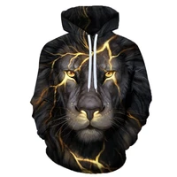 2021 lightning lion mens hedging 3d wolf print autumn and winter couple fashion hoodie sweater men