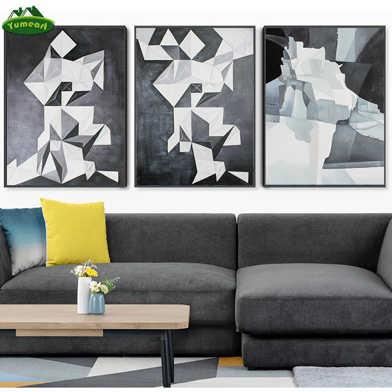 Абстрактные Геометрические черно-белые картины на холсте уникальные подарки