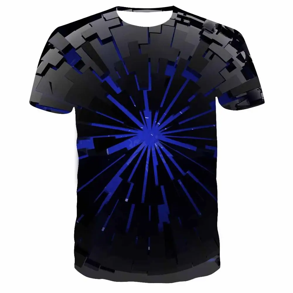 2019 Men's T-Shirt Blue Cool Print Galaxy Space 3D Casual Short Sleeve O-Shirt Sweatshirt Hip-Hop Street Suit Sh | Мужская одежда
