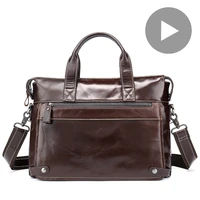 vintage men shoulder genuine leather hand bag laptop handbag for document a4 briefcase male travel tote big brown large bolsas